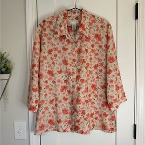 Liz Claiborne Linen Floral Button-down Tunic